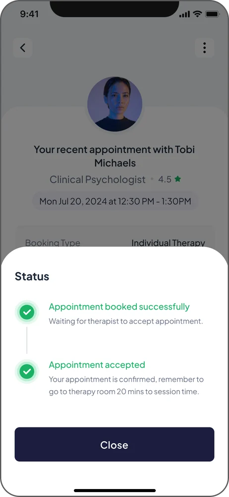 Appointment status: booked and accepted