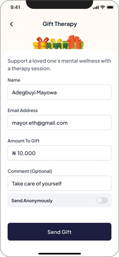Gift therapy to a loved one