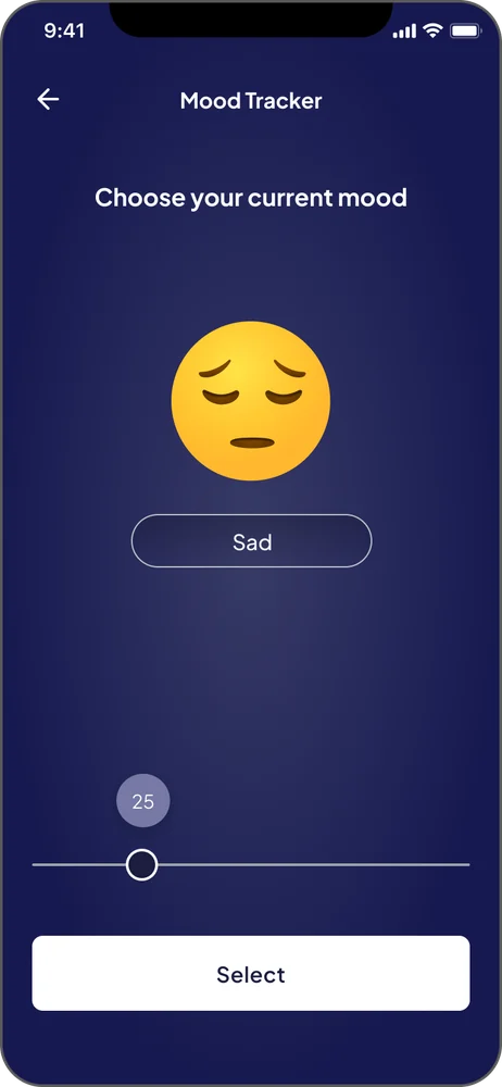 Mood tracker set to Sad