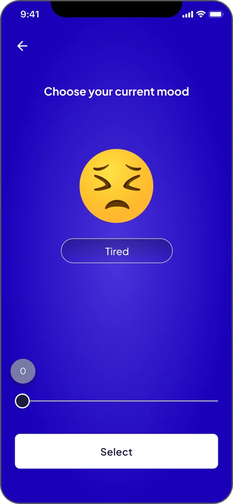 Mood tracker set to Tired