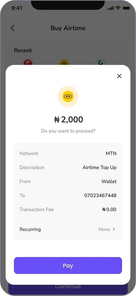 Airtime confirmation