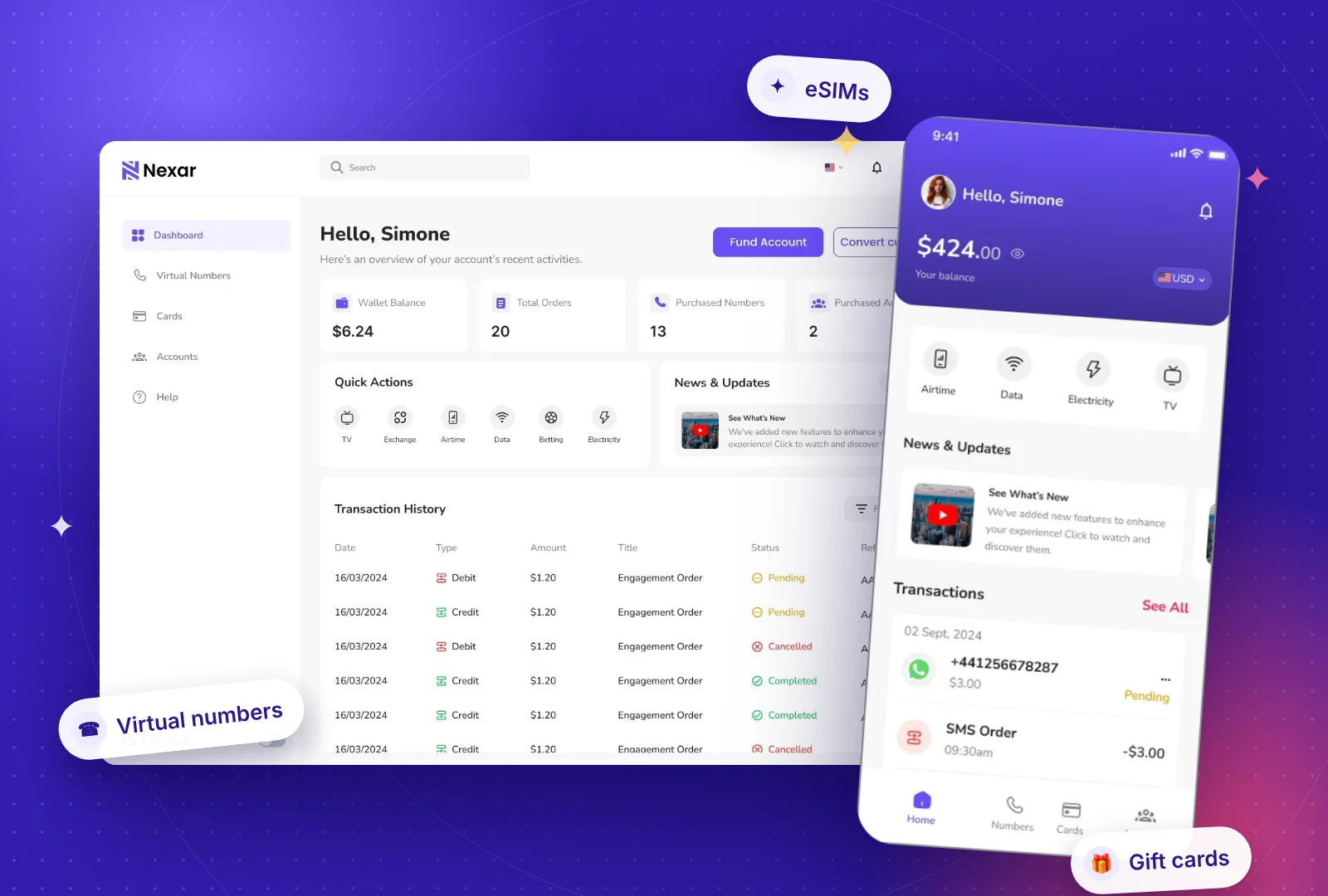 Nexar web dashboard and mobile home screen