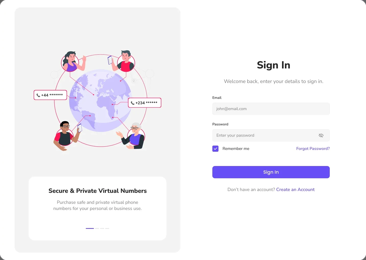 Web app: sign in