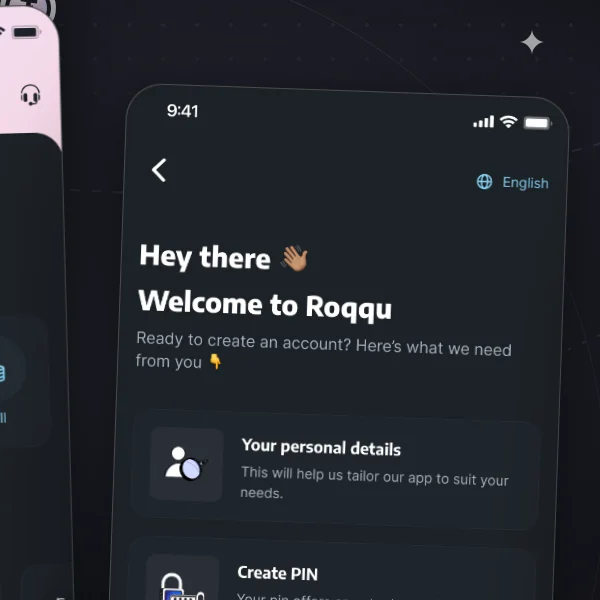 Roqqu account setup screen