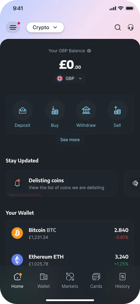 Home in crypto mode