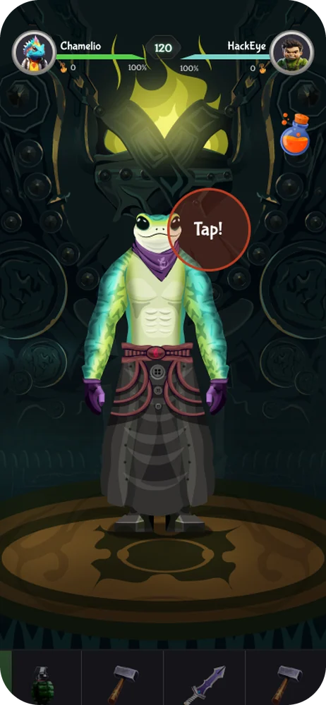 Battle: tap to attack