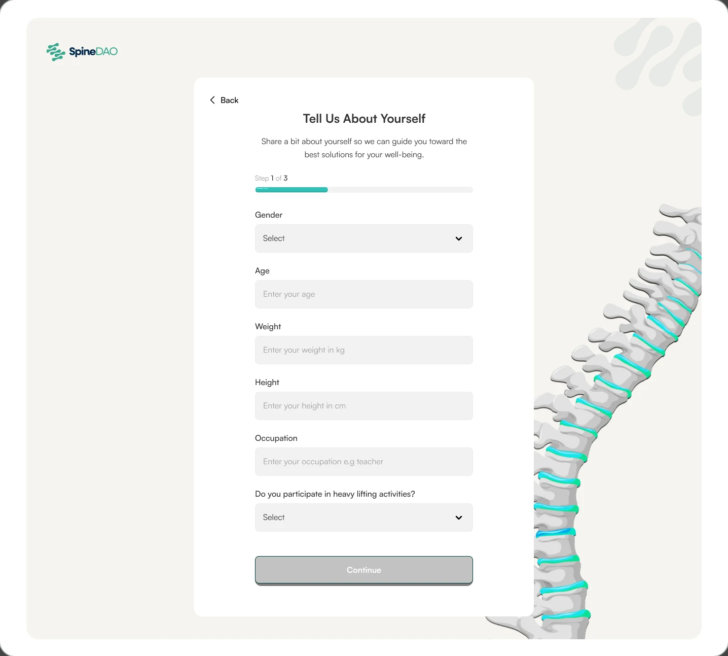 Patient details form
