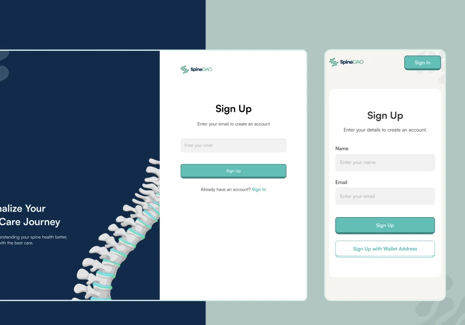 Filter sign up screens on desktop and mobile
